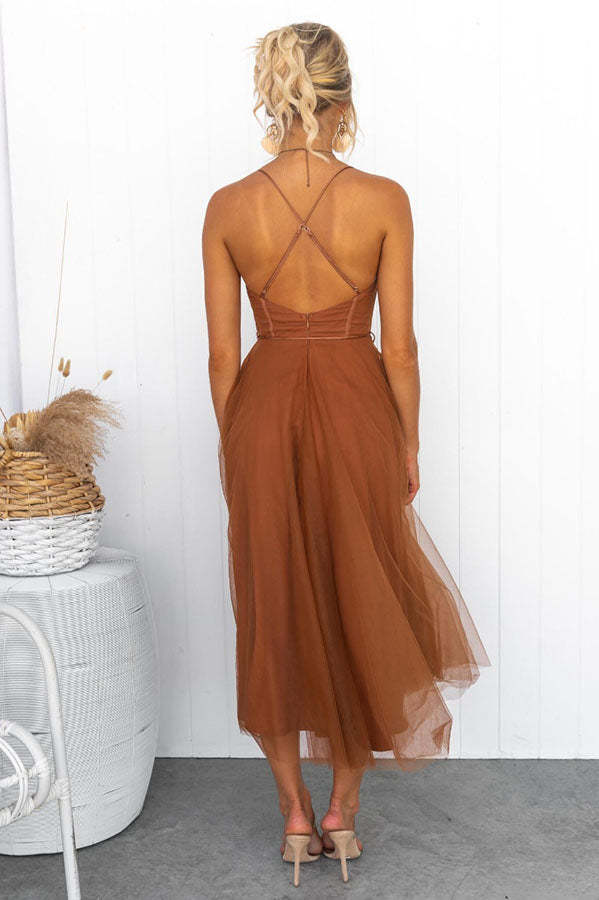 Alexa Elegant Chiffon Suspenders Party Maxi Dress