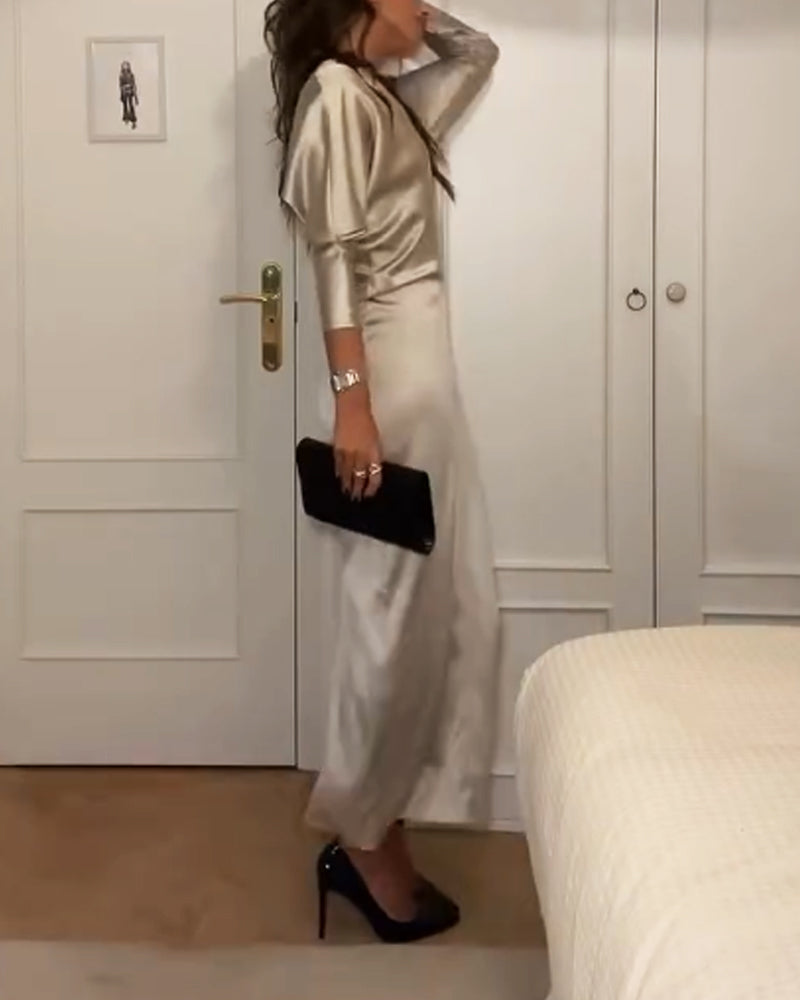 Elegant V-neck Split Dress