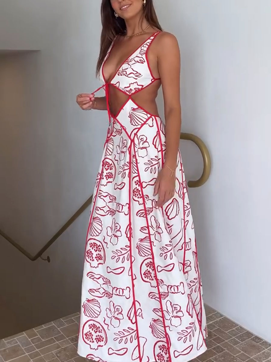 Chic Strappy Backless Resort Dress