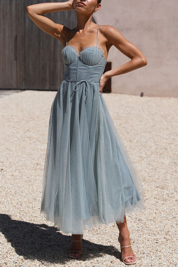 Alexa Elegant Chiffon Suspenders Party Maxi Dress