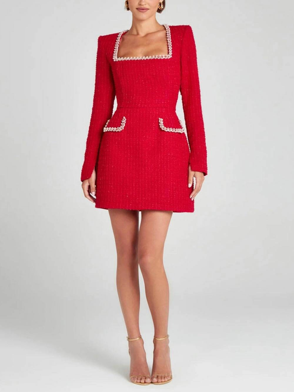 Trim Slit Sleeve Pocket Mini Dress