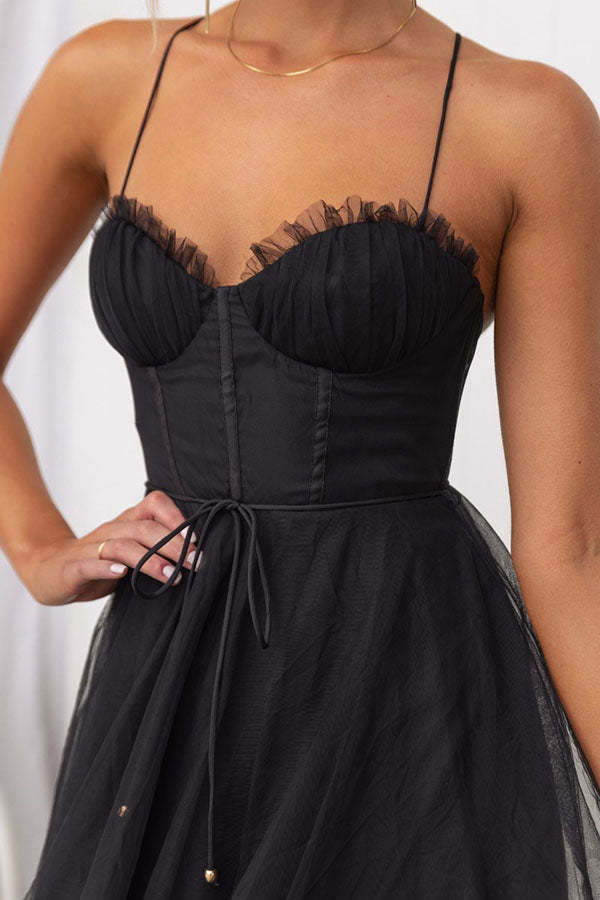 Alexa Elegant Chiffon Suspenders Party Maxi Dress