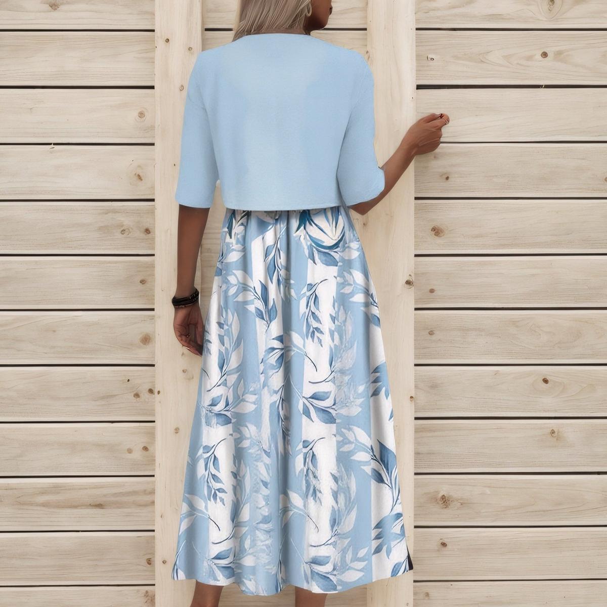 Print Midi Dress With Jacket
