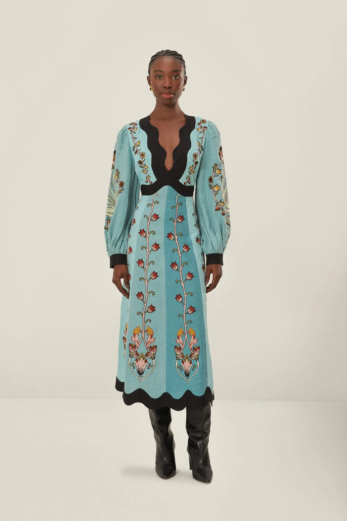 Leona Vintage-Inspired Floral Midi Dress