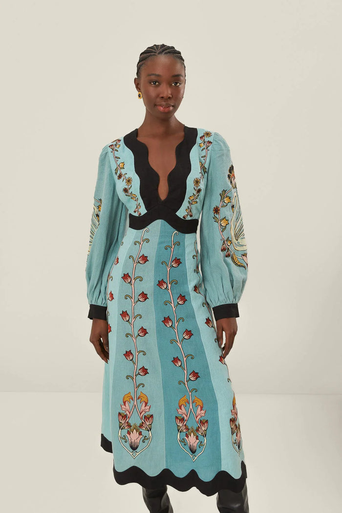 Leona Vintage-Inspired Floral Midi Dress