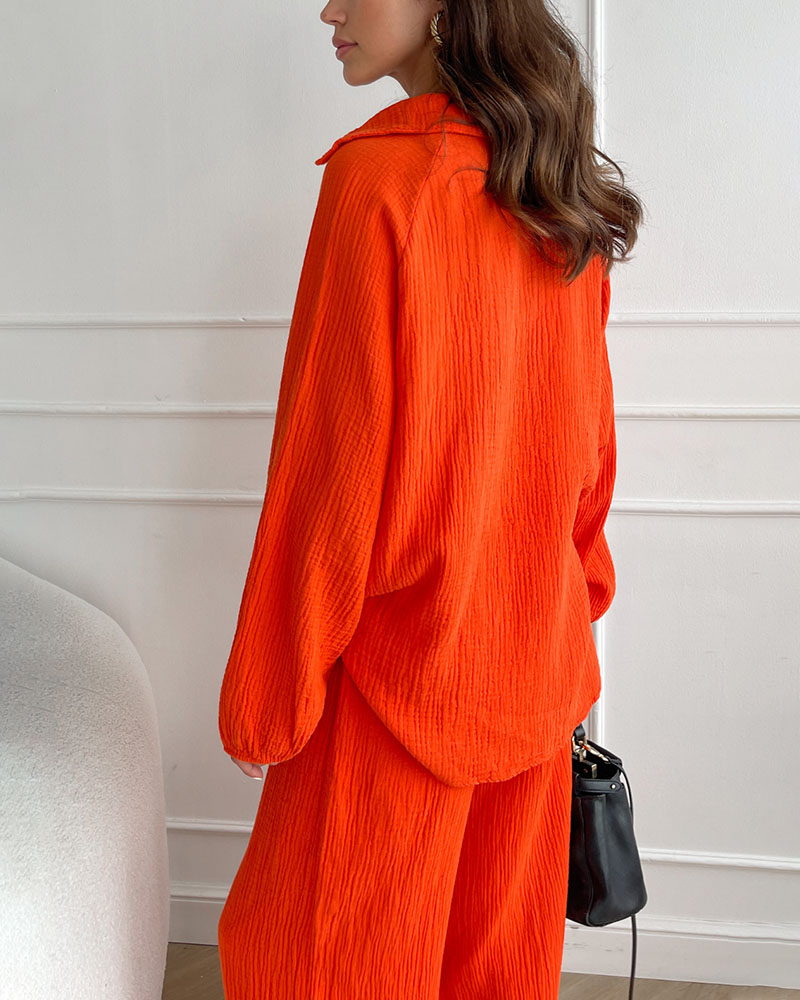 Anna - Simple V-Neck Casual Two-piece Set