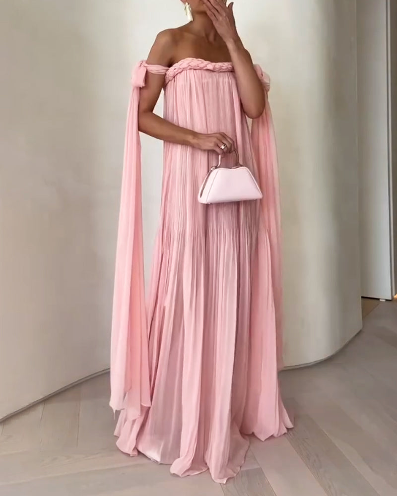 Off-shoulder Woven Lace-up Dress