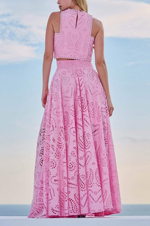 Hollow Out High Waist Skirt Set