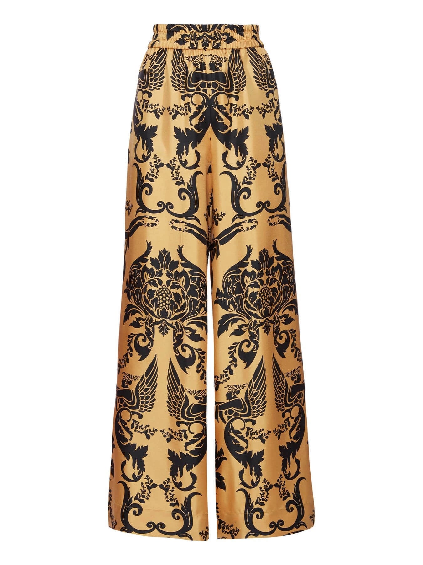 Satin Print Pocket Wide-leg Pants
