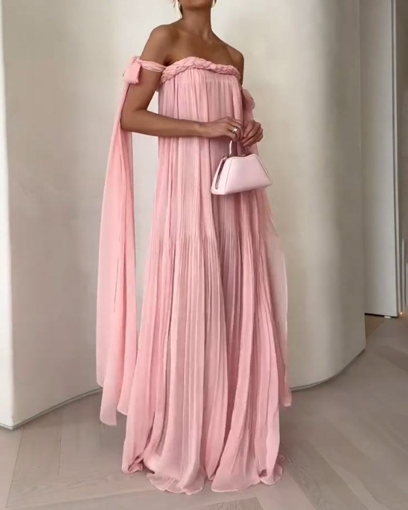 Off-shoulder Woven Lace-up Dress