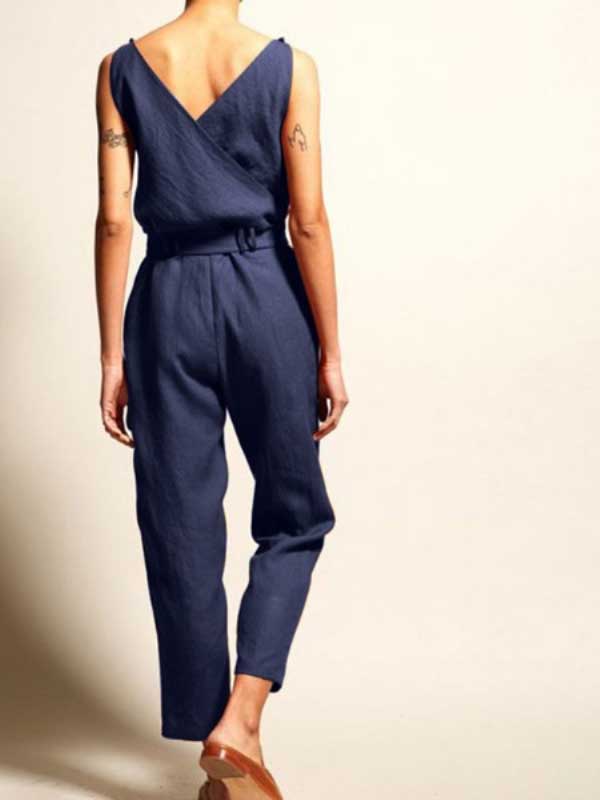 V-neck Sleeveless Jumpsuit