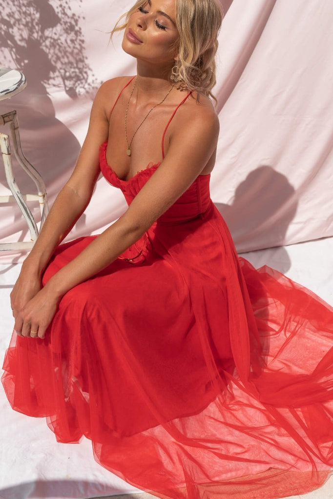 Alexa Elegant Chiffon Suspenders Party Maxi Dress