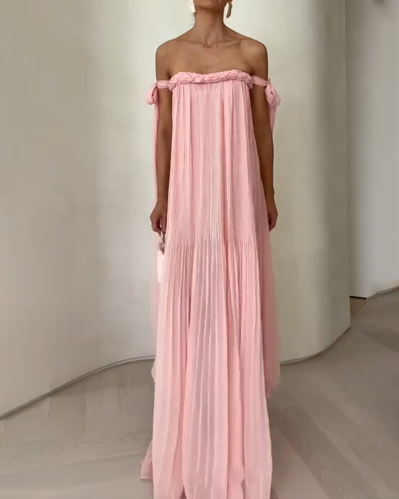 Off-shoulder Woven Lace-up Dress
