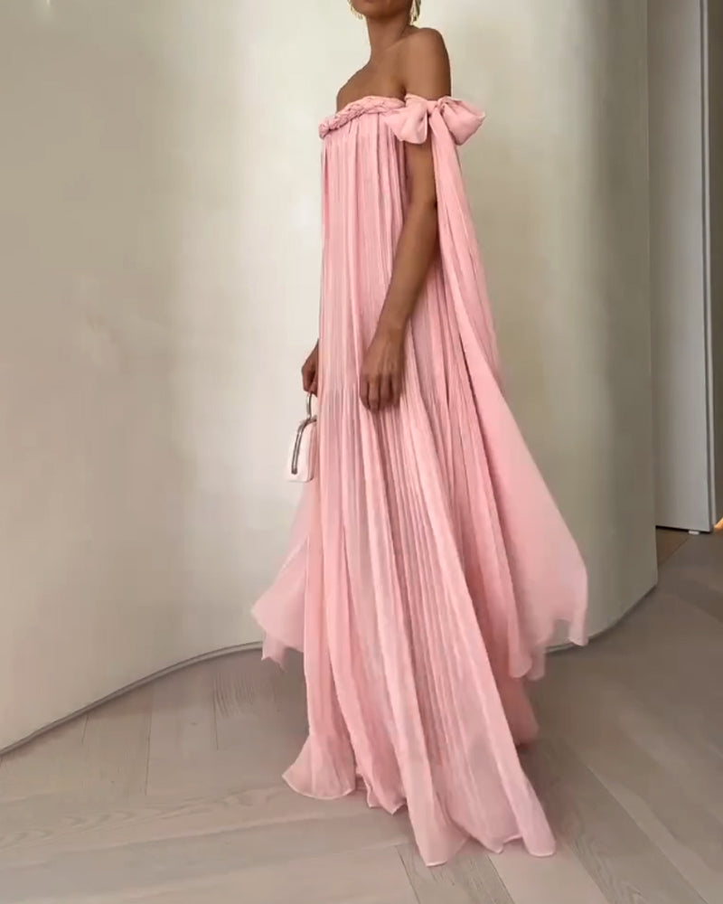 Off-shoulder Woven Lace-up Dress