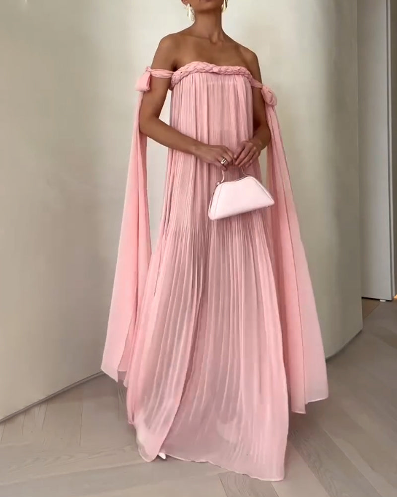 Off-shoulder Woven Lace-up Dress