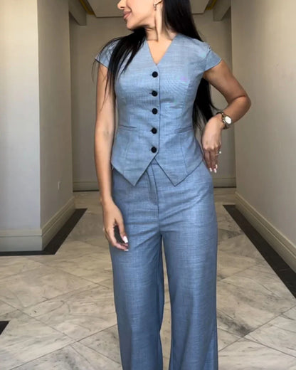 Vanessa Sleek V-Neck Pantsuit