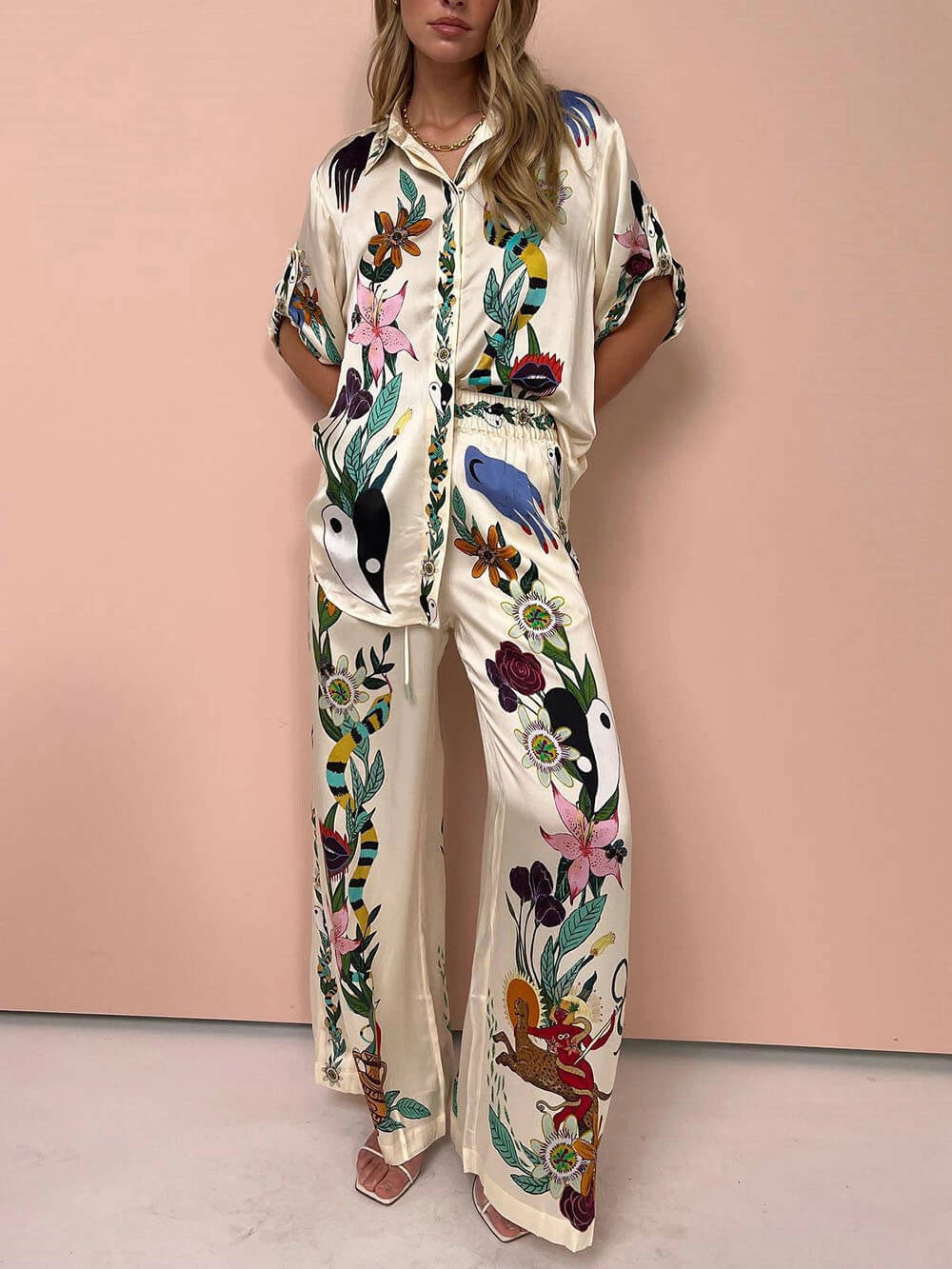 Elastic Waist Pocketed Wide Leg Pants
