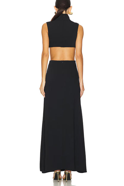 Isla Elegant High Neck Cutout Waist Maxi Dress