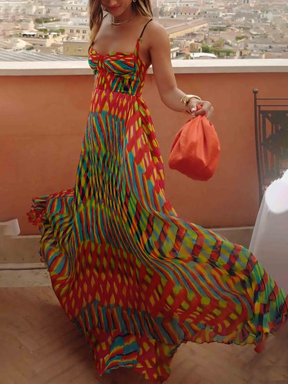 Amelia elegant Personalized Painted Print A-Line Maxi Dress