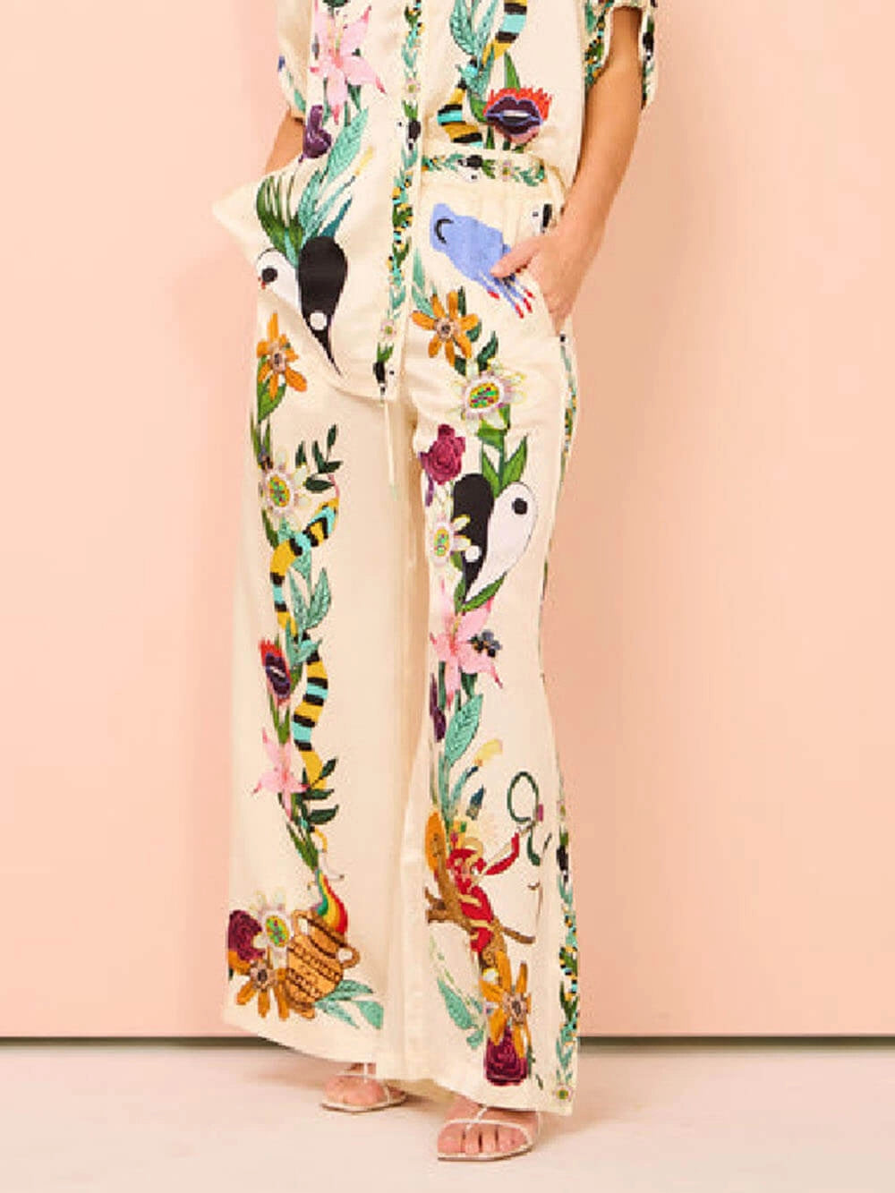 Elastic Waist Pocketed Wide Leg Pants