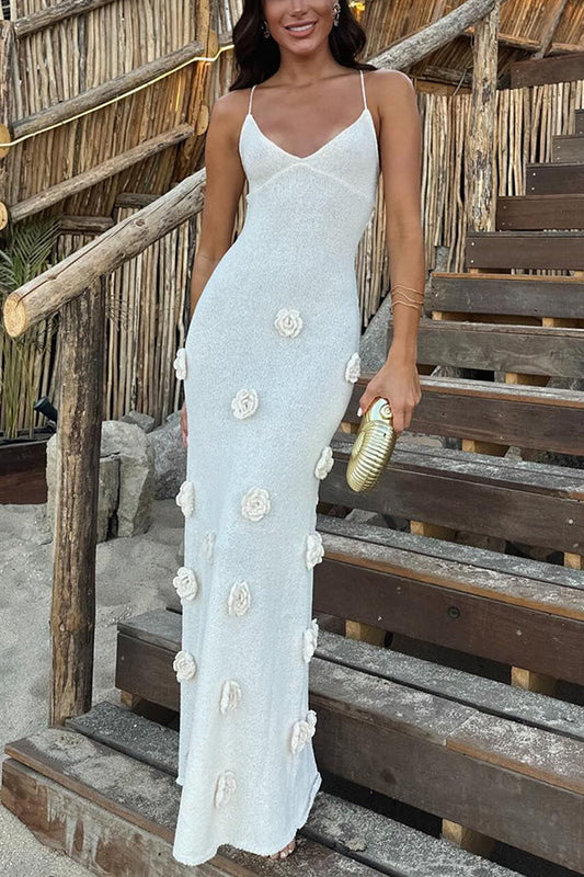 Stella Elegant Crochet Back Lace-Up Maxi Dress
