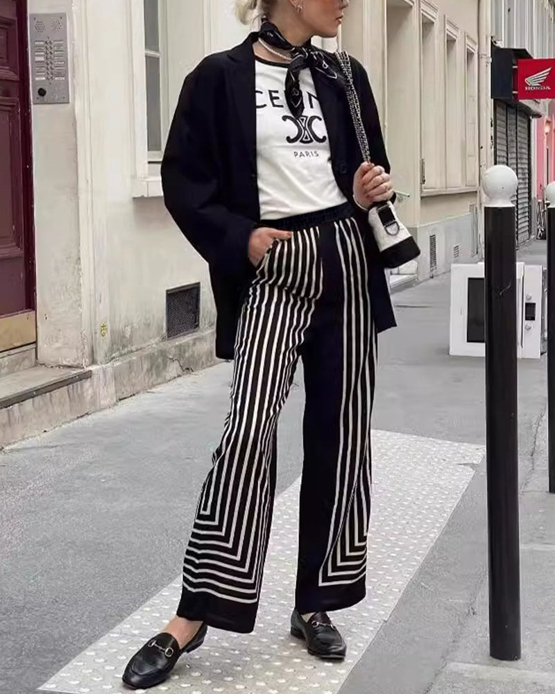 striped slit casual shirt