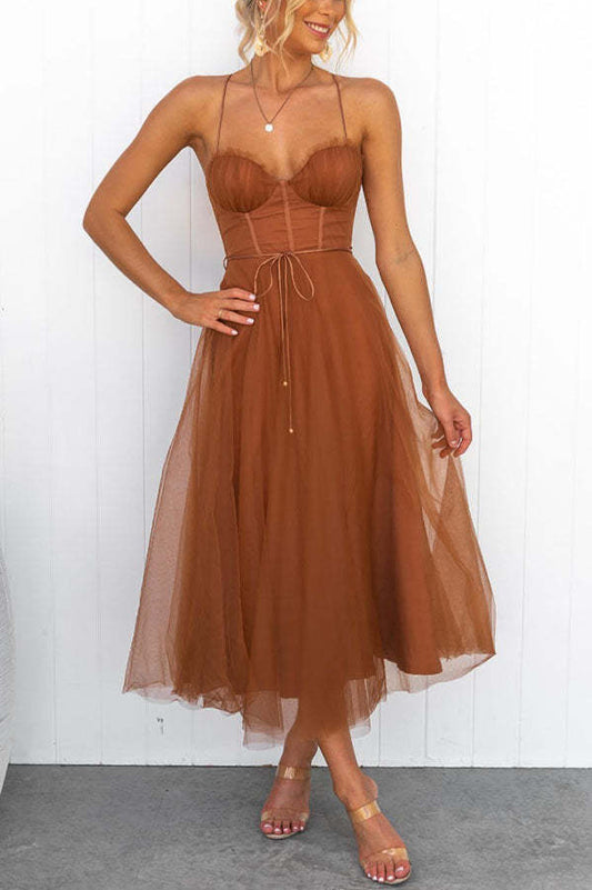 Alexa Elegant Chiffon Suspenders Party Maxi Dress