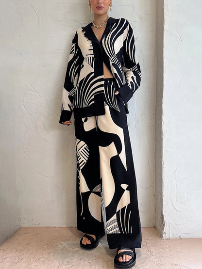 Zoey Graffiti Print Wide Leg Set