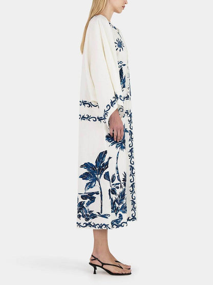 Emily Elegant Vintage Hawaiian Print Midi Dress