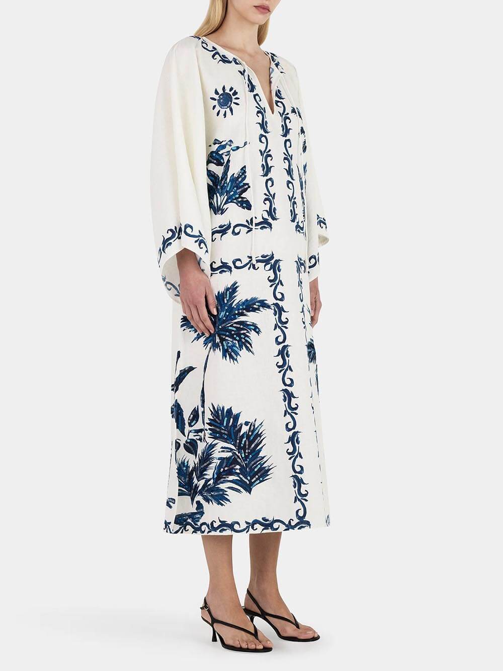 Emily Elegant Vintage Hawaiian Print Midi Dress