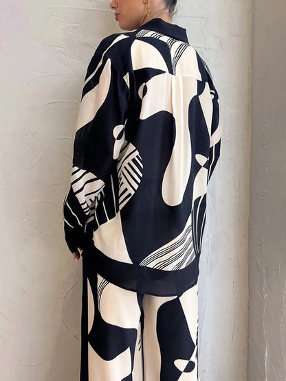 Zoey Graffiti Print Wide Leg Set