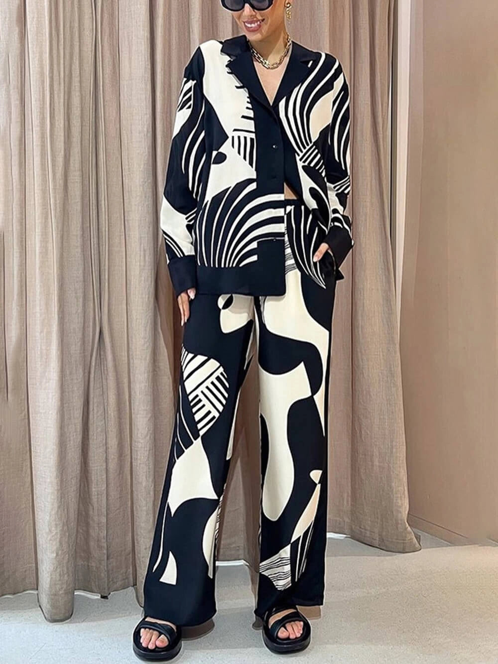 Zoey Graffiti Print Wide Leg Set