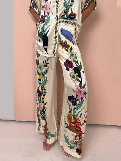 Elastic Waist Pocketed Wide Leg Pants