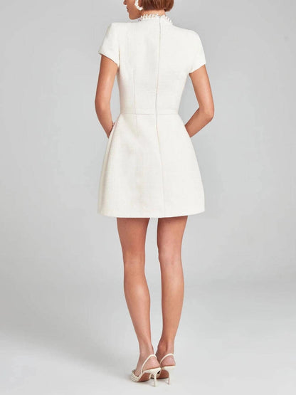 Pearl Trim Pocket Mini Dress