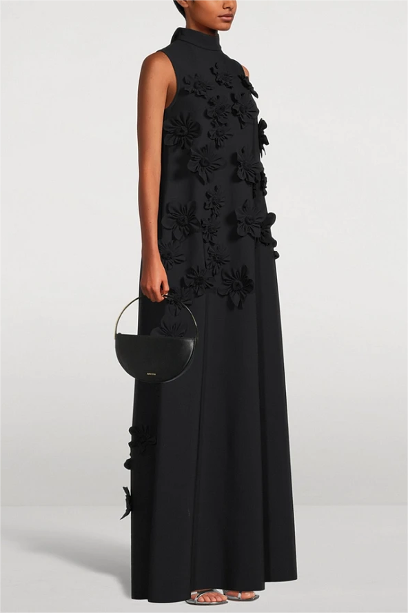 Hazel Elegant 3D Floral High Neck Gown