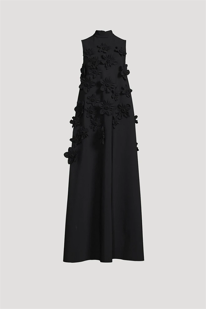 Hazel Elegant 3D Floral High Neck Gown