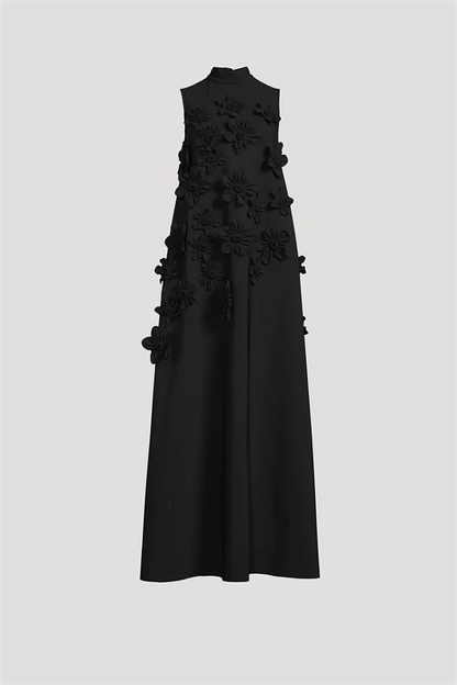 Hazel Elegant 3D Floral High Neck Gown