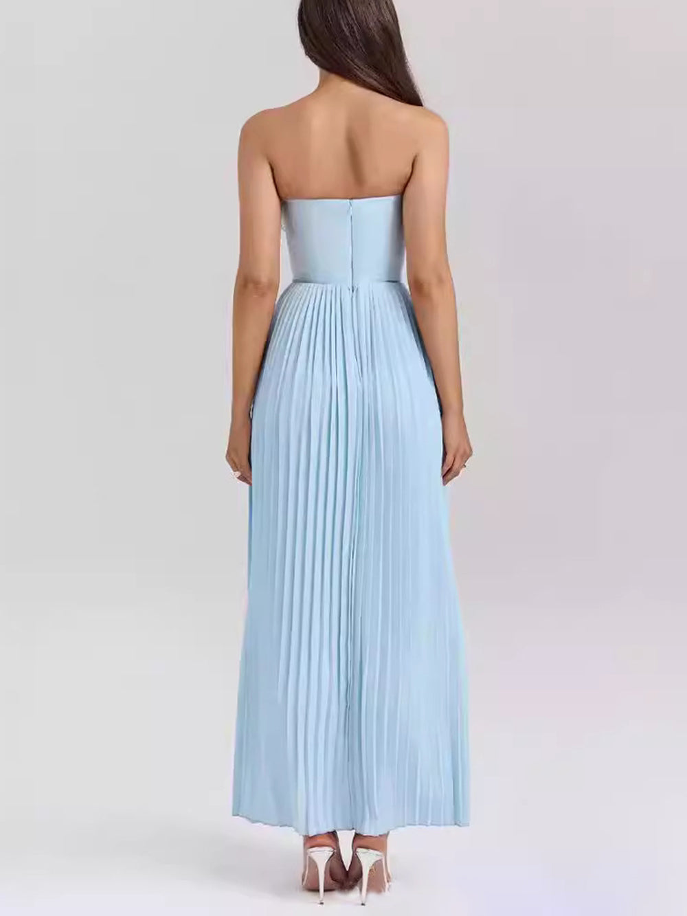 Isla Elegant Pleated Strapless Maxi Dress