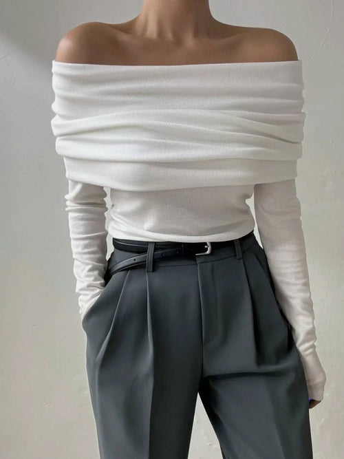 Nora One-shoulder Chest-wrap Sweater