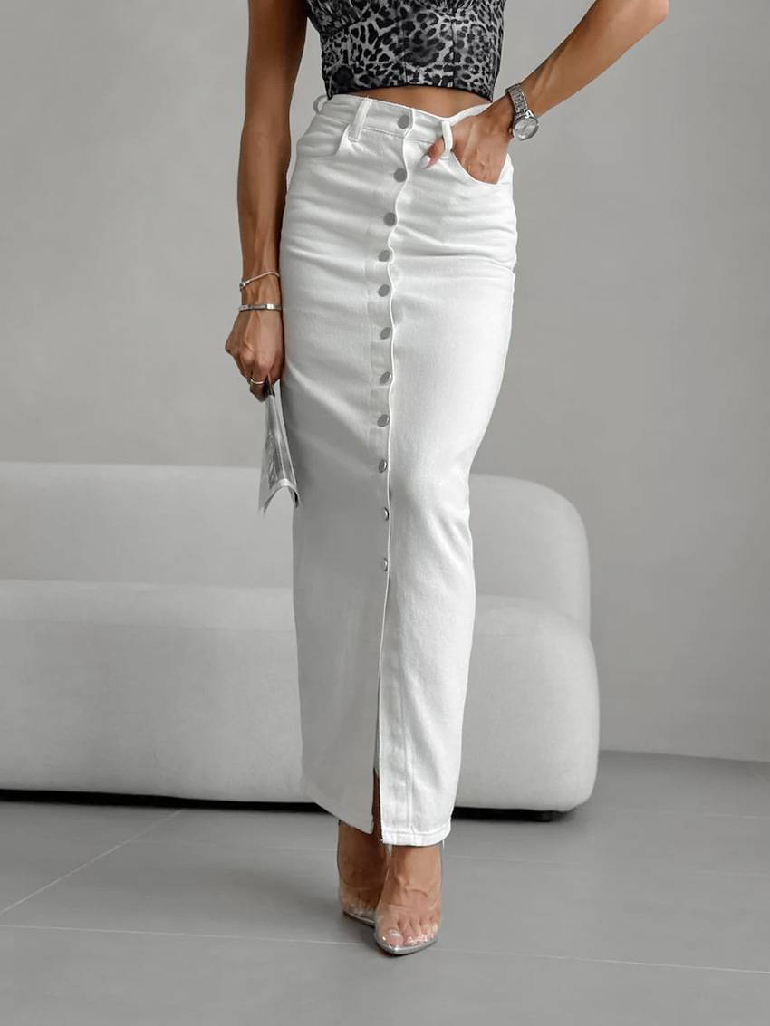 Hannah Denim Hip Long Skirt