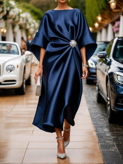 Julia Luxe Shimmer Satin Long Dress
