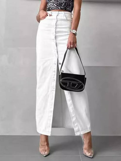 Hannah Denim Hip Long Skirt