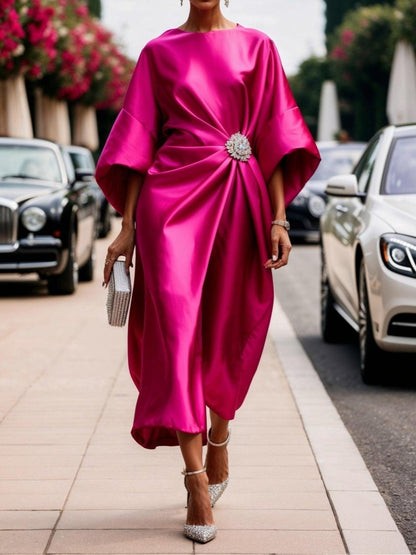Julia Luxe Shimmer Satin Long Dress
