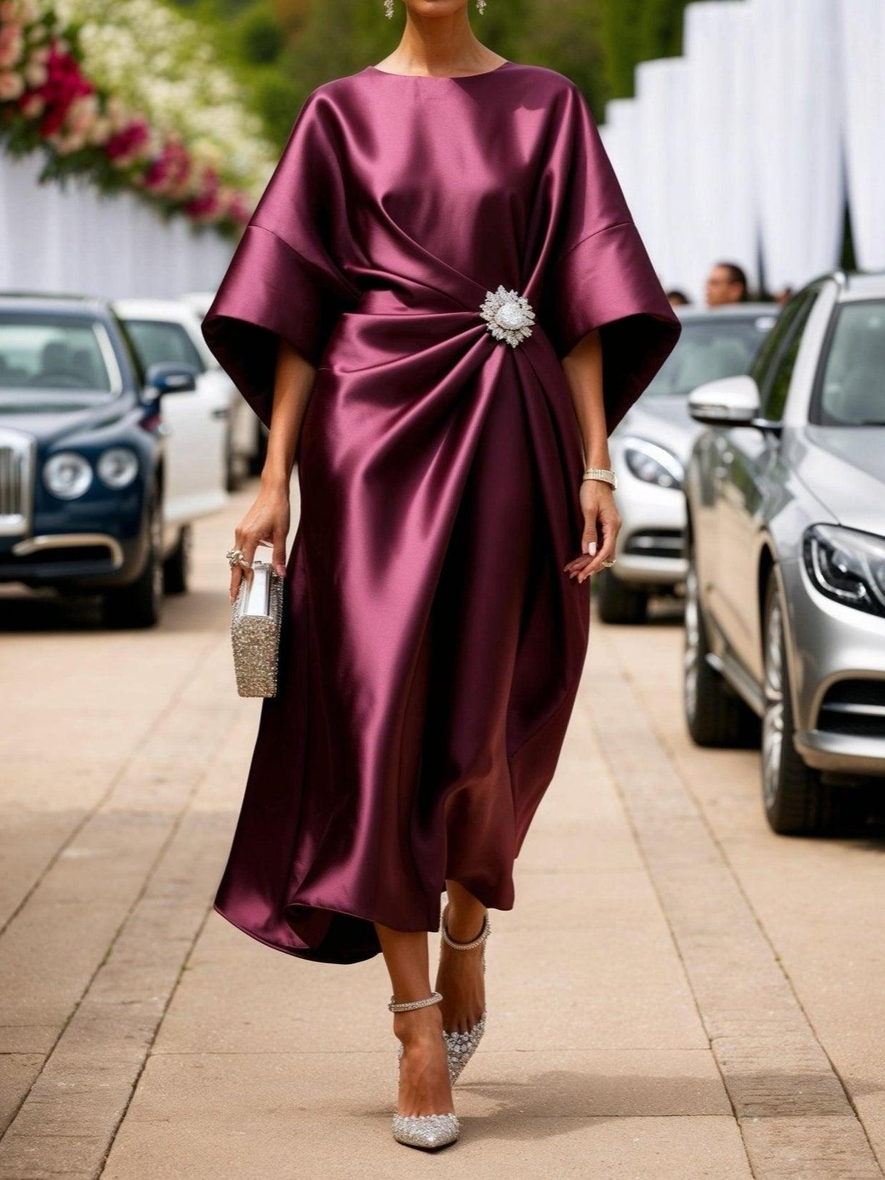 Julia Luxe Shimmer Satin Long Dress