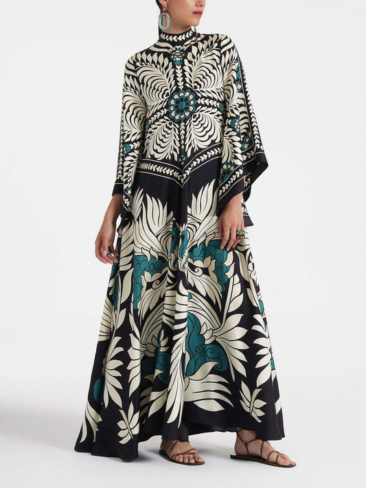 Ellie Unique Floral Print Flowy Maxi Dress