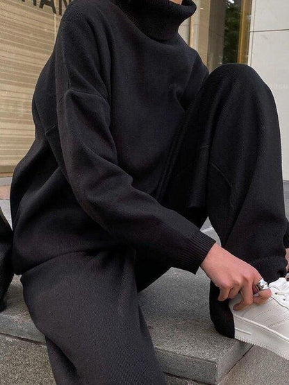 Ava - Knitted solid color loose casual suit