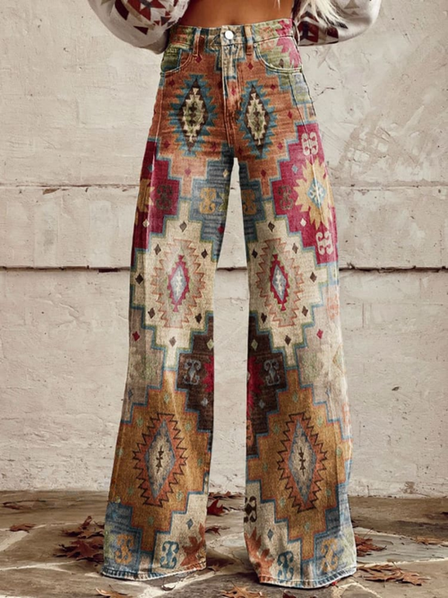 Elisa Elegant Retro Chevron Pants