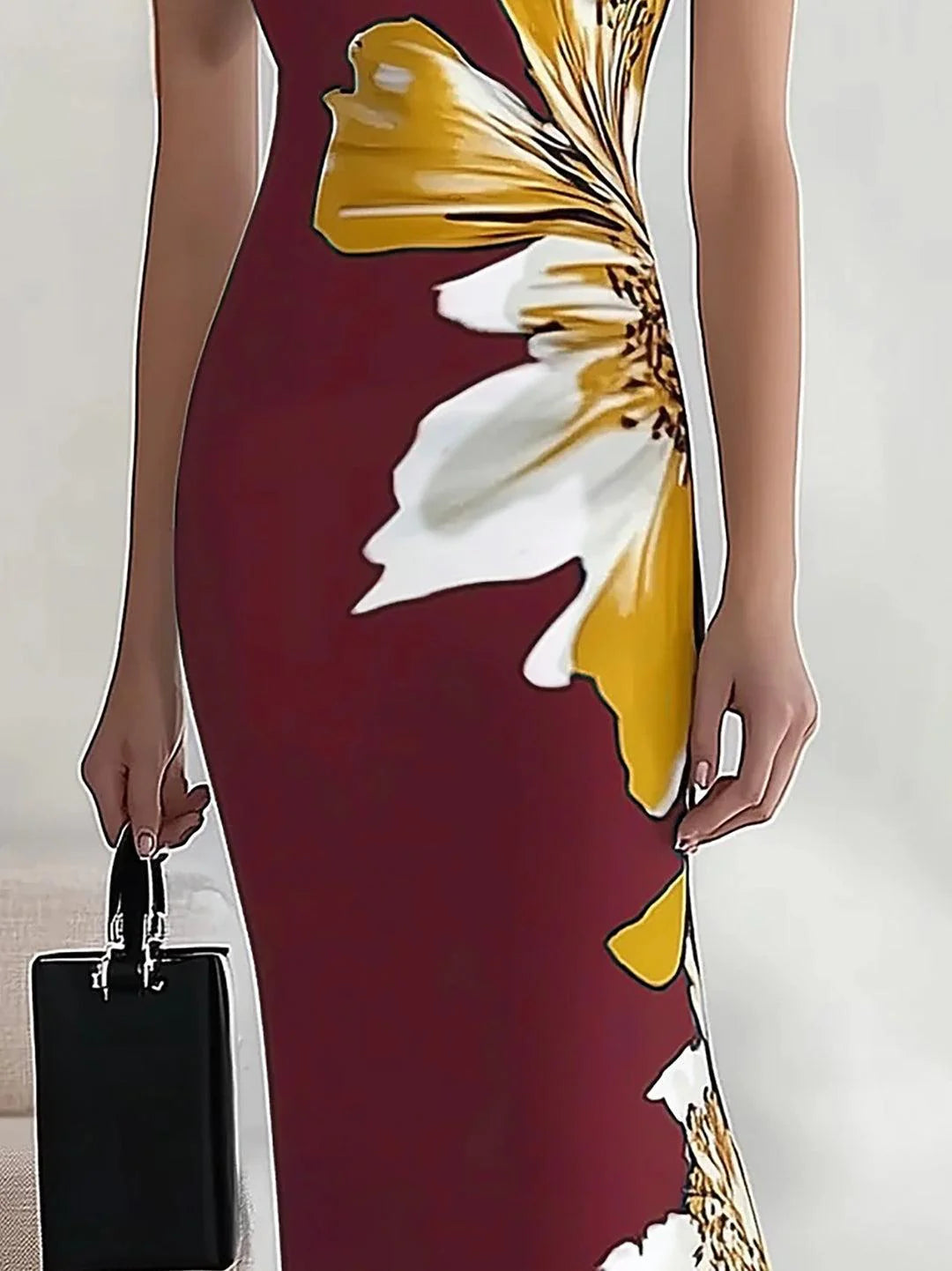 Elegant Floral Print Sleeveless Maxi Dress