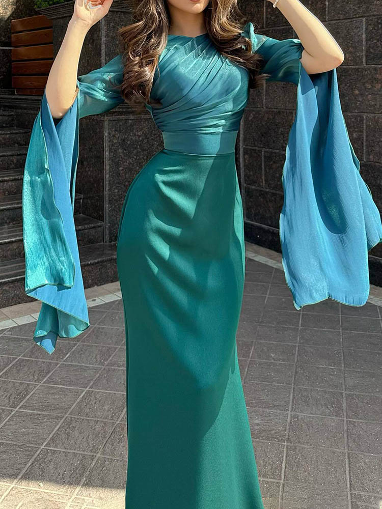 Mia Elegant Solid Color Slim Dress