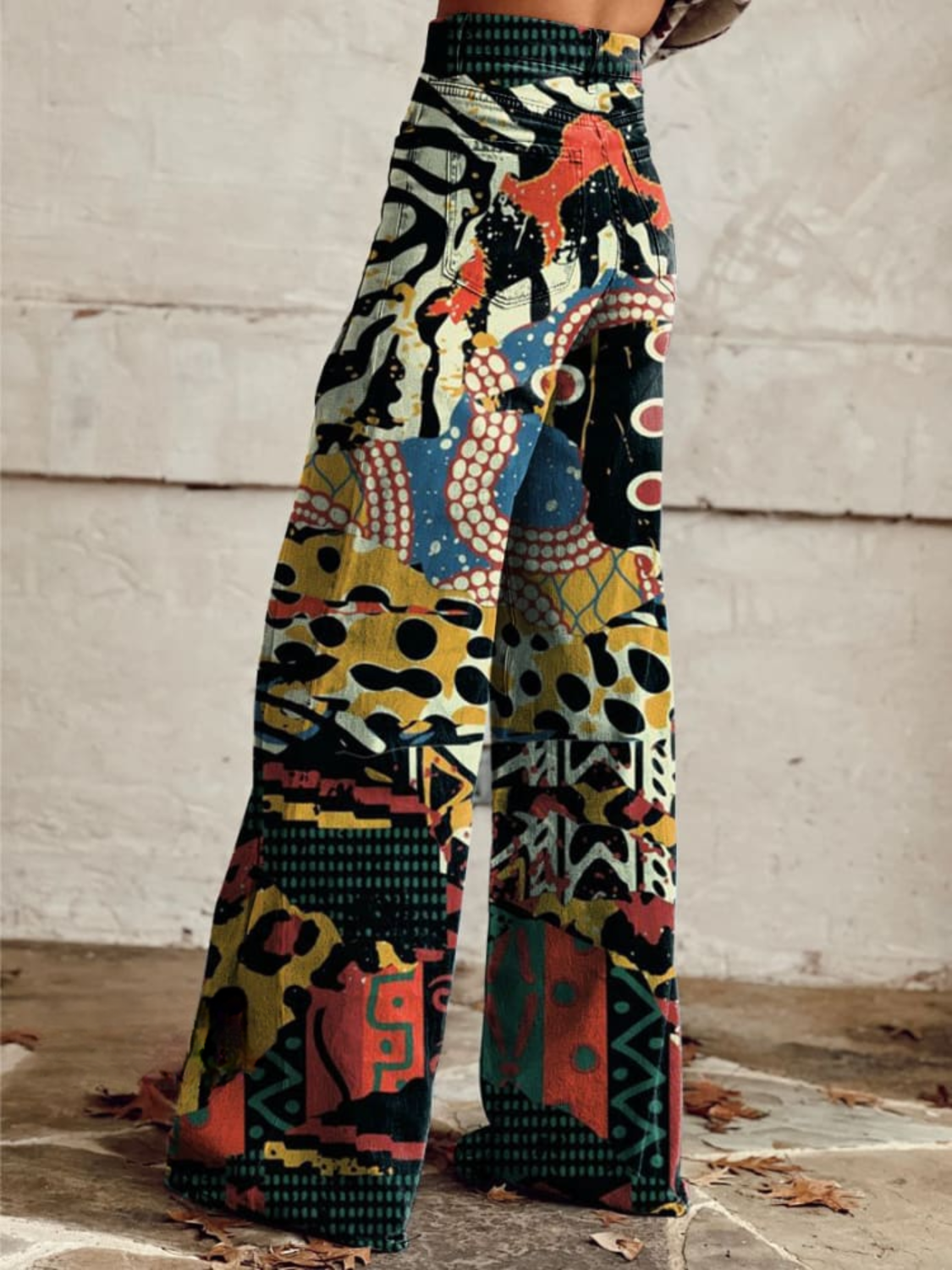 Karen Bold and Elegant Art Pattern Wide Leg Pants